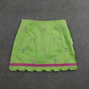 Vtg Lilly Pulitzer Skort Womens 2 Green Tennis Embroidered Scallop Stretch‎ Golf